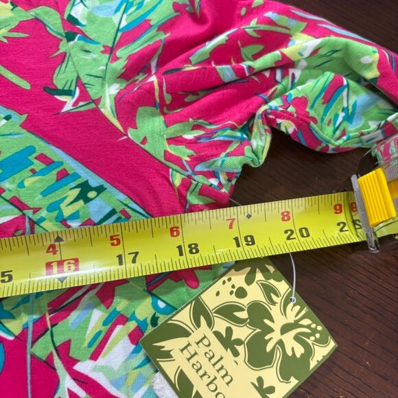 Womens Blouse size LP Pink green Palm Harbour floral 3/4 Sleeves stretch - Picture 9 of 10